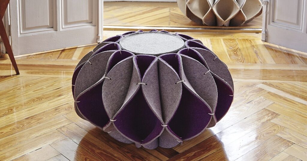 The Ruff High Pouf in Purple by GAN